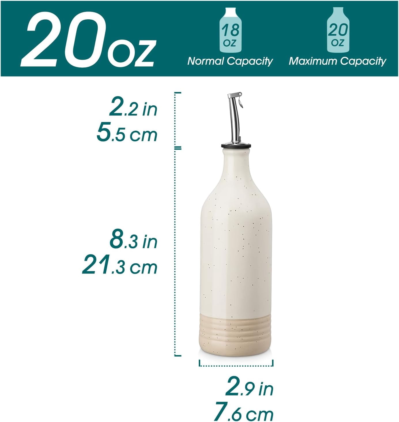 20 Oz Ceramic Olive Oil Dispenser Bottle, Bottle Dispenser with Spout and Funnel for Kitchen,Suitable for Oil, Vinegar, Coffee Syrups & Other Liquids，Cream