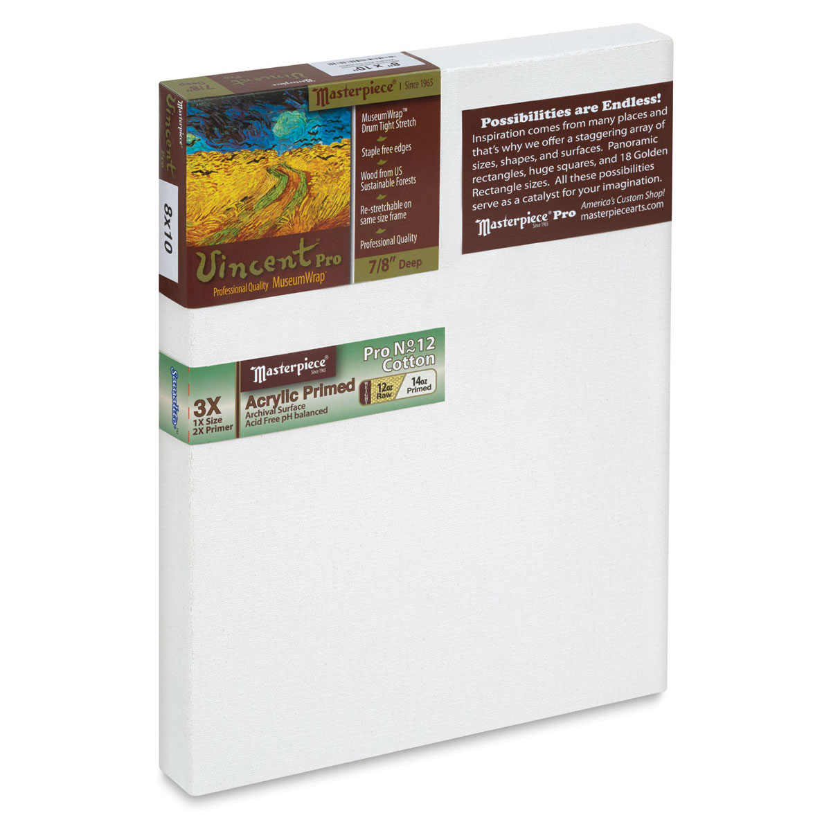 Masterpiece Vincent Pro Sausalito Cotton Canvas - 8" x 10", Acrylic Primed
