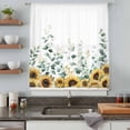 thumbnail image 5 of Sunflower Sheer Curtains 45 Inches Long, Yellow Floral Pastoral Botanical Leaves Light Filering Curtains, Breathable Simi Curtain Privacy Drapes for Kitchen Bathroom Small Window Treatment, 5 of 9