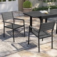 thumbnail image 7 of Pellebant 2 Pack Aluminum Dining Chairs Outdoor Armchair Set in Black, 7 of 7