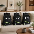 thumbnail image 4 of Funny Black Nylon Cartoon Backpack, Anime Eyes Design Lightweight School Bag with Neon Accents, Back to School Christmas Birthday Gifts, 4 of 5