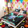 thumbnail image 4 of Erosebridal Red Teal Drippy Baseball Bat Print Full Size Sheets, Vibrant Sports Bed Sheets for Kids Boys and Girls, 1 Flat Sheet, 1 Fitted Sheet and 2 Pillowcases, 4 of 6