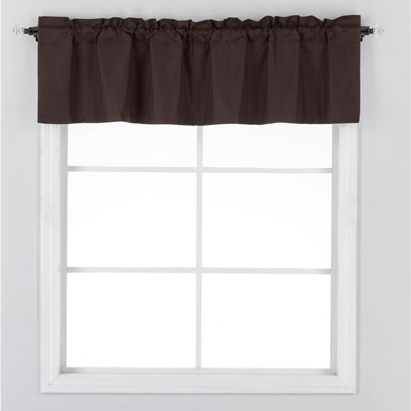 Thermal Insulated 100% Blackout Rod Pocket Top Window Curtain Valance 52" W x 18" L, Dark Brown