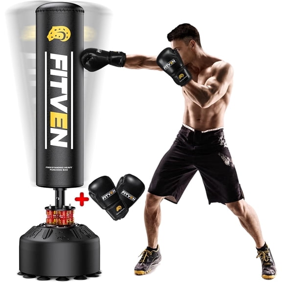 UPGO Freestanding Punching Bag with Boxing Gloves Heavy Boxing Bag with Suction Cup Base - Men Stand Kickboxing Bag