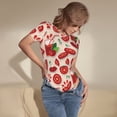 thumbnail image 4 of Yiaed Tomatoes Print Women's Waist-Cinching Short-Sleeved Onesie,Elastic Onesiet,Snaps At Bottom,Easy To Put On And Take Off for Wome Bodysuit -X-Large, 4 of 8