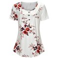 thumbnail image 4 of T-shirt Imprimé Femme Été Col Rond Manches Courtes Blouse T-shirt d'Été Femme Haut Ample, Blanc, TTG, 4 of 8