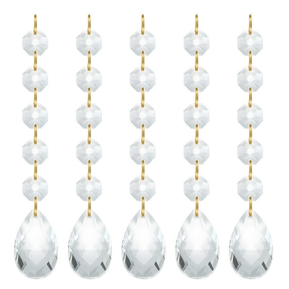 Uxcell Teardrop Crystal Chandelier Pendants Beads, 5 Pack 135mm Length 38mm Prisms Parts Beads Clear