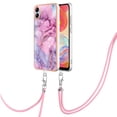 thumbnail image 2 of SaniMore for Samsung Galaxy A05 Case, Marble Pattern 3 in 1 Heavy Duty Shockproof Full Body Hard PC IMD Bumper Crossbody Lanyard Women Girls Shockproof Cover for Samsung Galaxy A05, Pink, 2 of 7