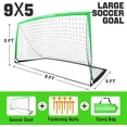 thumbnail image 2 of RUNBOW 9x5 ft Portable Kids Soccer Goal with Carry Bag - Lightweight, Durable Backyard Soccer Net for Youth Practice, Training, and Games (Green, 1 Pack), 2 of 6