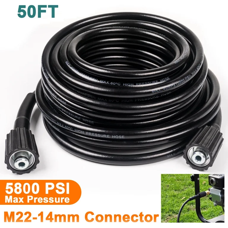 Pressure Washer Hose 50FT M22 Brass Fitting Power Washer Hose Replacement for Ryobi, Troy Bilt, Greenworks, Generac, CRAFTSMAN & More High PressureWashers