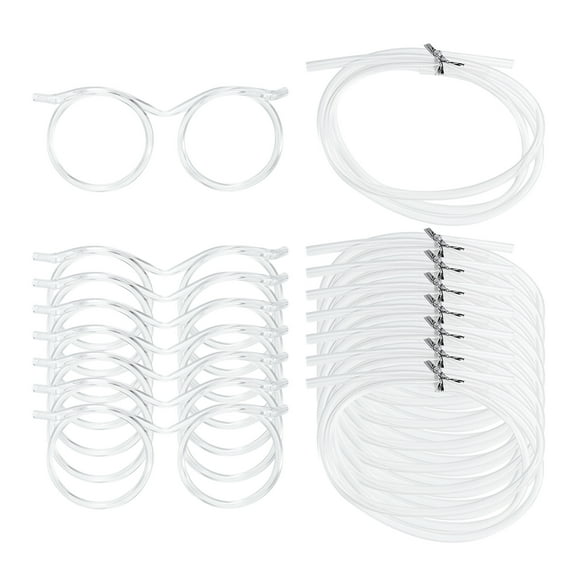 8 Pcs Straw Glasses, Plastic Straw Eye Glasses, Round Novelty Drinking Eyeglasses Straws,Transparent