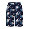 thumbnail image 5 of MELDVDIB Mens Swim Trunks Big & Tall Swimsuit Elastic Waist Floral Print Swim Board Shorts Bathing Suit Summer Casual Hawaiian Beach Shorts with Pockets Dark Blue XL, 5 of 5