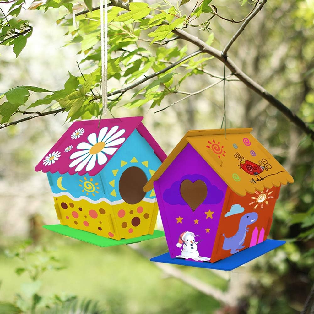 Beautysureup 4-Pack DIY Wooden Birdhouse Craft Kit photo 7