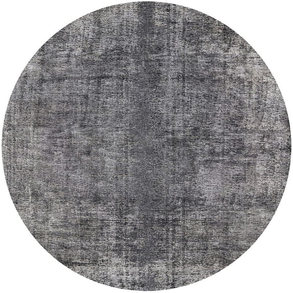 Ahgly Company Indoor Round Mid-Century Modern Dark Gray Area Rugs, 6' Round
