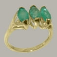 thumbnail image 2 of LBG British Made 9k Yellow Gold Natural Emerald Womens Anniversary Ring - 33 size options - Size 7.5, 2 of 5