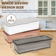 thumbnail image 6 of 3 Pieces Flatware Tray with Lid and Drainer, Clear Silverware Organizer, Stackable Tableware Utensil Drawer Organizer to Keep Your Cutlery Organized and Protected (Gray, Brown, White), 6 of 7