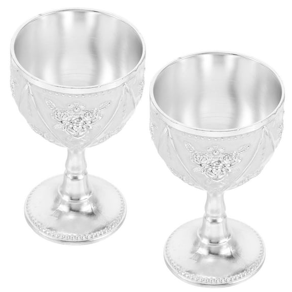 Pretyzoom 2Pcs European Style Silver Wine Goblets Ideal for Home Storage and