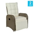 thumbnail image 6 of Flash Furniture Set of 2 Indoor/Outdoor Patio Wicker Rattan Recliner Lounge Chairs with Flip up Side Tables, Beige and Brown, 6 of 16