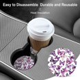 thumbnail image 4 of Posavasos De Cerámica Extraíbles Para Coche Para Mujer, De Lujo, Absorbentes, Posavasos Para Coche, Accesorios Para Auto Con Muesca De Dedo, 2.56 Pulgadas, Paquete De 2 Mariposas Moradas, 4 of 4