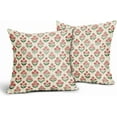 thumbnail image 2 of Red Green Christmas Floral Block Print Pillow Covers 20x20 Inch Set of 2, Vintage Flower Pattern Decorative Throw Pillowcases Outdoor Farmhouse Cushion Covers Holiday Rustic Sofa Couch Bed Decor, 2 of 4