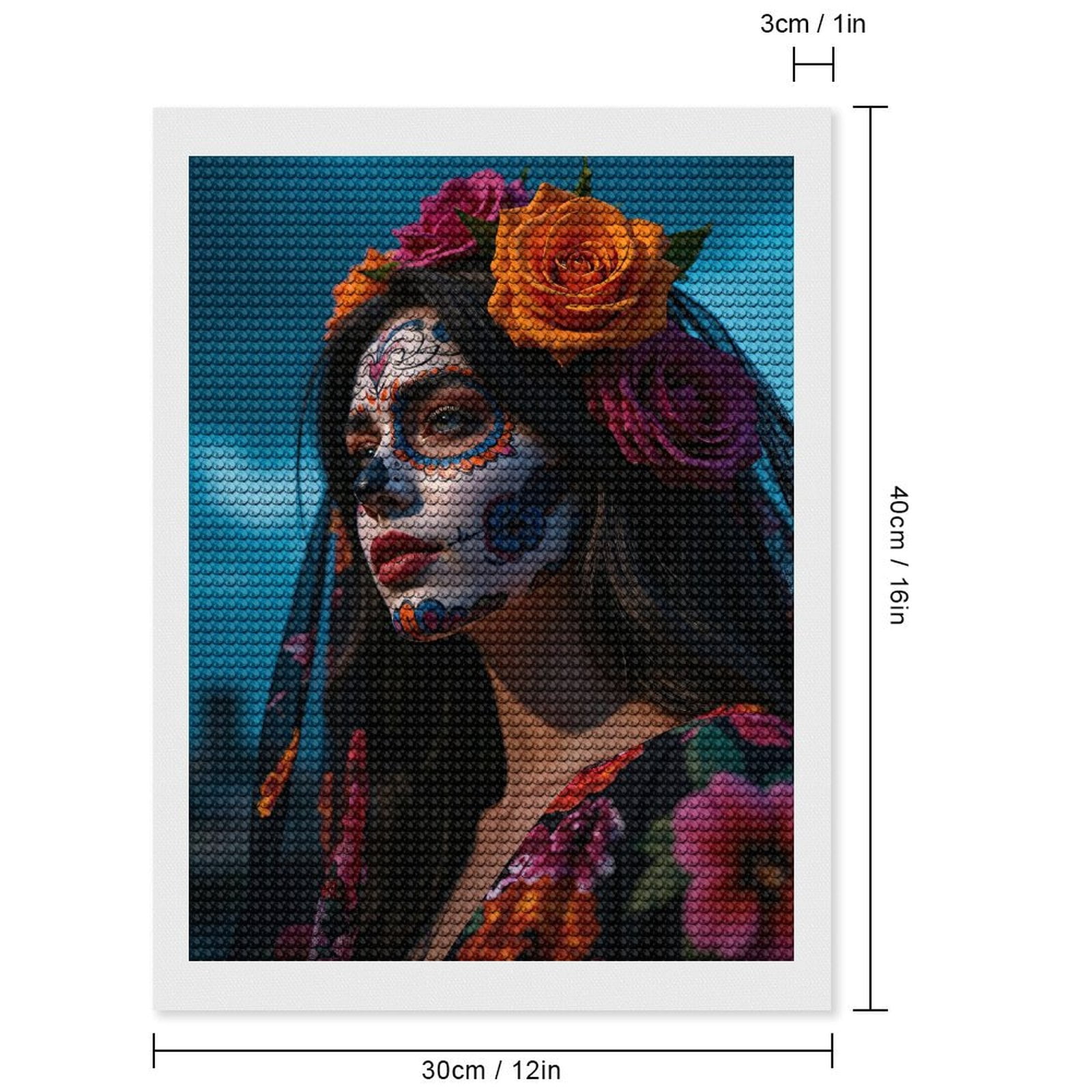 Diamond Art Kits for Adults, Face Paint Floral Headpiece Sky 5D Diamond Painting Kits for Adults Beginners, DIY Full Drill Diamond Painting, Gem Art and Crafts 12x16