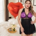 thumbnail image 4 of Levmjia Women Plus Size Lace Mesh Lingerie Dress Soft Breathable Sheer Mesh Solid Color Lightweight Summer Sleepwear Halter V Neck Loose Flowy Skirt Home Date Night Nightgown, 4 of 6