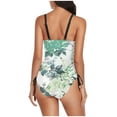 thumbnail image 4 of Savings up to 30% off Ladies Fashion Multicolor Pattern Print Bikini Back Cutout Sling Women Piece One-Piece Swimsuit Mint Green, M, 4 of 6