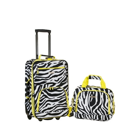 Rockland Rio 2pc Softside Carry On Luggage Set - Lime Zebra