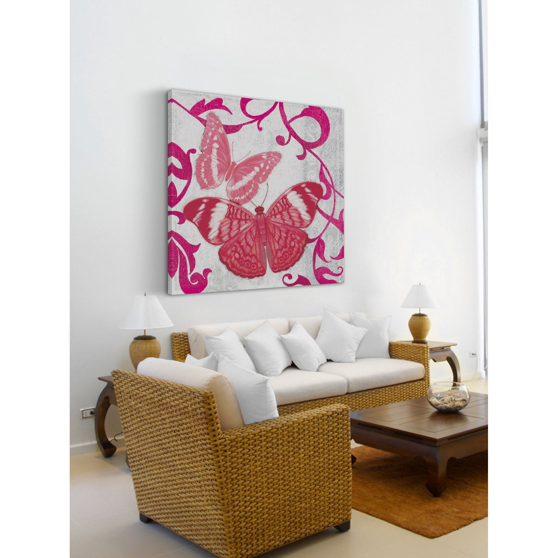 "A Fuschia Butterfly I" Painting Print on Wrapped Canvas