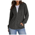 thumbnail image 2 of Ribbed Zip Up Hoodies for Women 2025 Fall Winter Long Sleeve Plain Hooded Sweatshirt with Pockets Jacket Coat, 2 of 6