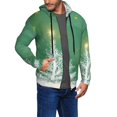 thumbnail image 5 of JUNZAN Christmas Green Print Men's Zip Up Hoodie Athletic Hoodies Long Sleeve Hooded Sweatshirts With Pockets (S-3XL), 5 of 6