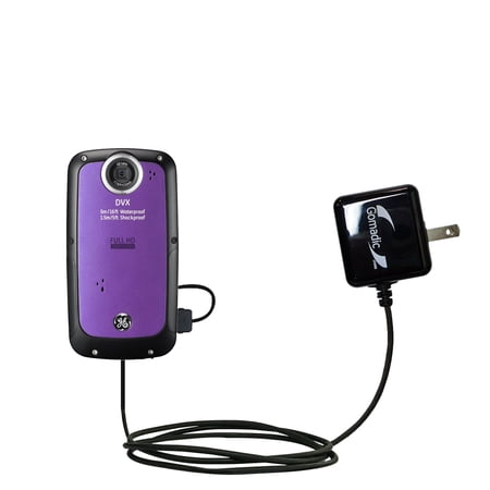 Gomadic Intelligent Compact AC Home Wall Charger suitable for the GE DV X - High output power with a convenient, foldable plug design - Uses TipExchan