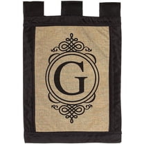Evergreen Garden Sub Burlap Monogram G Flag