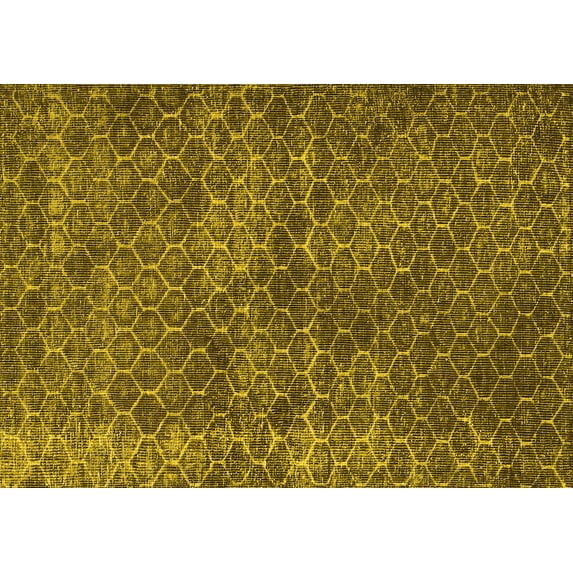 Ahgly Company Machine Washable Indoor Rectangle Persian Yellow Bohemian Area Rugs, 2' x 5'
