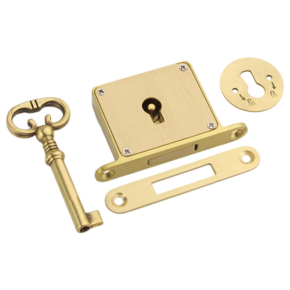 RichLink Vintage Brass Drawer Lock for Durable Antique Style Cabinet Hardware for Smooth,Gold