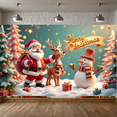 thumbnail image 5 of Colorful Merry Christmas Banner Golden Stars Christmas Display Festive Decor Cartoon Characters Xmas Backdrop for Christmas Party Holiday Celebration Indoor Decoration, 5 of 9