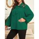 thumbnail image 5 of Blusa de talla grande para mujer, corbata de cuello, manga larga, encaje, camisas casuales CACAGOO Cárdigan de mujer, 5 of 7