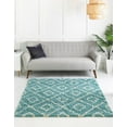thumbnail image 3 of Unique Loom Trellis Shag Collection Area Rug - Ruth (5' 3" Square Aqua/Ivory), 3 of 8