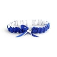 thumbnail image 1 of Royal Blue Satin Bride Wedding Garter with Pearl and Ribbon, 1 of 2