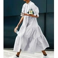 thumbnail image 2 of Chouyatou Women's Summer Puff Sleeve Maxi Tiered Babydoll Dress Casual A-Line Swing Long Shirt Dress, 2 of 3