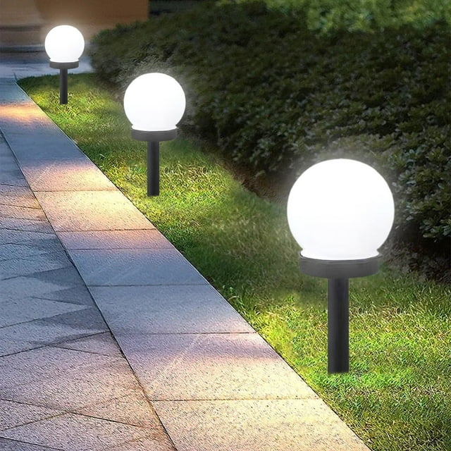 Luces Del Patio 3Pcs Solar Lights con luces LED blancas cálidas Luces solares en el suelo de jardín para patio exterior Automáticas cuando oscurece con sensor de luz inteligente de 20 cm JASKFLY