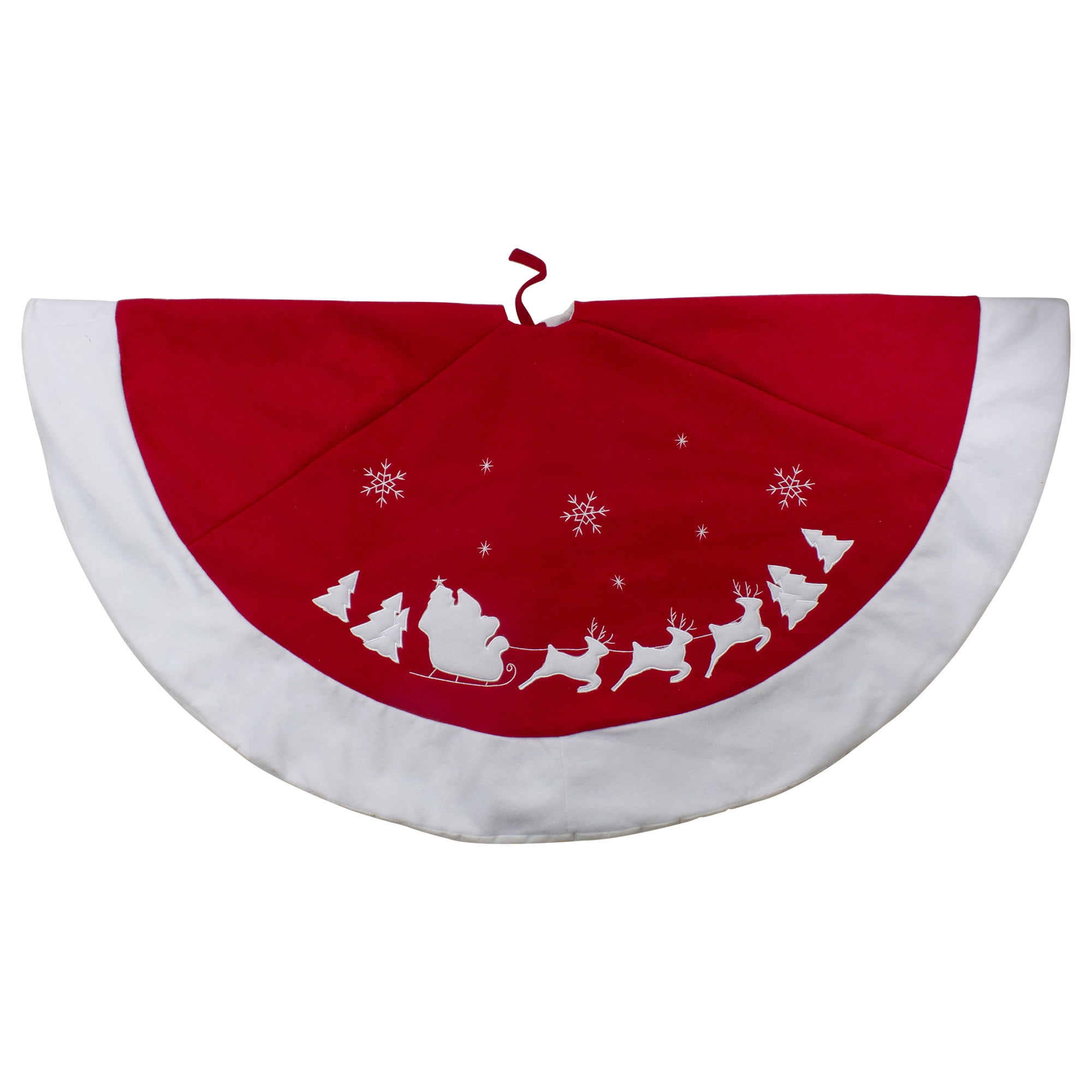 Northlight Santa Claus and Reindeer Christmas Tree Skirt - Red/White ...