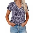 thumbnail image 1 of Monfince Women's Casual Tops Short Sleeve V-Neck Leopard Print Shirts Loose Blouse Basic Tee T-Shirt, 1 of 5