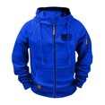 thumbnail image 2 of Stamzod Mens Zip Up Hoodies Long Sleeve Hooded Workout Jacket Casual Plus Size Mens Fall Jackets with Pocket Blue B XXL, 2 of 7