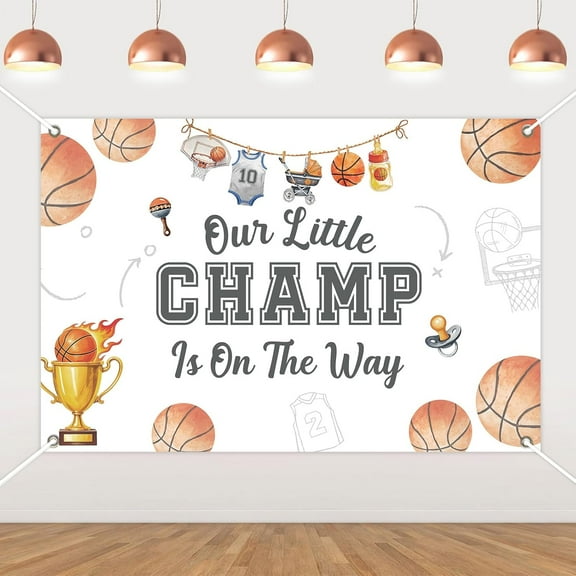 7x5FT Basketball Baby Shower Backdrop Our Little Champ is on The Way Photography Background for Boy Basketball Sport It’s A Boy Gender Reveal Party Decorations Banner Supplies Photo Booth Props