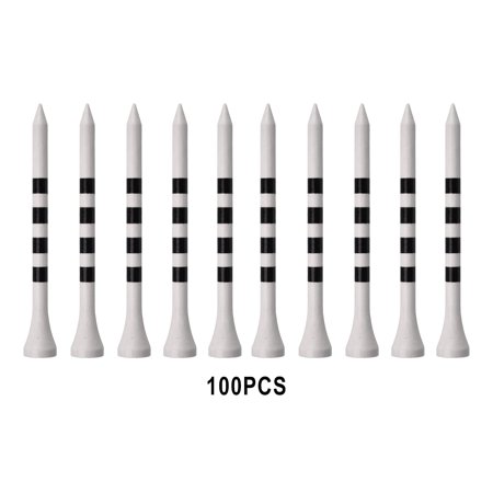 100Pack Professional Bamboo golf professional tees Stripe Mark Scale Unbreakable for Golfer - 83mm White, As Described