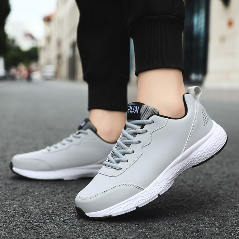 Elevator Pub flod Sneakers for Men Mens Shoes Casual Leather Lace Up Casual Fashion Simple  Shoes Student Large Running Shoes Mens Sneakers Pu Grey 41 - Walmart.com