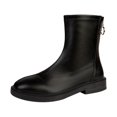 thumbnail image 1 of NECHOLOGY Botas Mujer Zapatos Botines para mujer Moda mujer cuero artificial Color sólido otoño suela gruesa tacones cuadrados cremallera botines cortos zapatos de punta redonda (Black, 7.5), 1 of 5