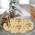 thumbnail image 4 of Round Area Rug 3ft, Retro Easter Rabbits Yellow Flower Non-Shedding Washable Area Rug, Watercolor Plant Non Slip Low-Profile Circle Rugs for Living Room, Bedroom Dining Room, 4 of 9