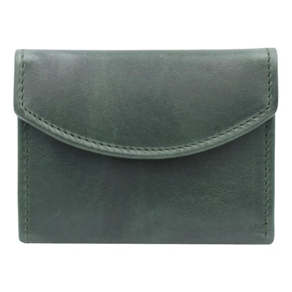 Cartera Tarjetero Piel Genuina Monedero Broche Imán verde